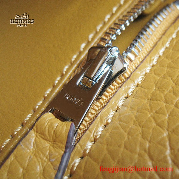 Hermes Kelly 32cm Togo Leather Bag Yellow 6108 Silver Hardware